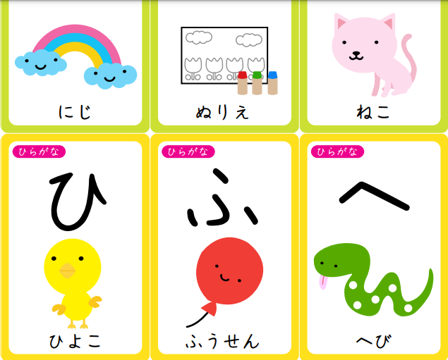 Hiragana Flashcards Word List